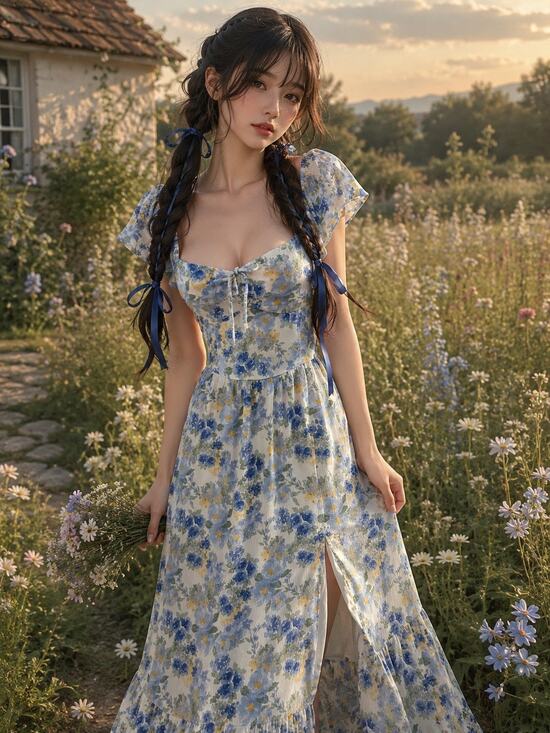 Hollister Dresses & Skirts - Hollister Milkmaid Mornings & Meadow Wanderings cottagecore floral maxi dress